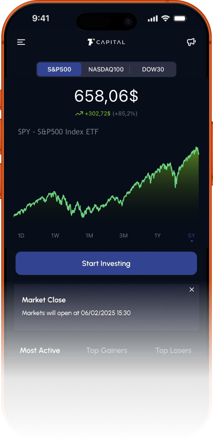 TF Trader aplikacija na iPhone uređaju
